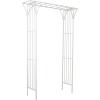 imageDeco 79 Metal Fleur De Lis Indoor Outdoor Scrollwork Arched Garden Arbor 44quot x 15quot x 95quot BlackWhite
