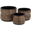 imageDeco 79 Metal Indoor Outdoor Planter Distressed Bucket Style Small Planter Pot with Side Ring Handles Set of 3 Planters 16quot 13quot 11quotW Bronze16  13  11W