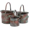 imageDeco 79 Metal Indoor Outdoor Planter Patina Tulip Style Bucket Small Planter Pot with Stationary Handles Set of 3 Planters 13quot 11quot 9quotW CopperSet of 3 Planters 13  11  9W