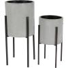 imageDeco 79 Metal Indoor Outdoor Planter Textured Exterior Large Planter Pot Set of 2 Planters 19quot 23quotH Light GrayLight Gray