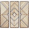 imageDeco 79 Wood Geometric Home Wall Decor Slatted Wood Design Wall Sculpture Set of 3 Wall Art 12quotW 35quotH Brown