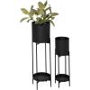 imageThe Novogratz Metal Indoor Outdoor Planter Large Planter Pot with Removable Stand Set of 2 Planters 30quot 24quotH BlackBlack