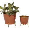 imageThe Novogratz Metal Planter Set of 2 9quot 12quotH BlueOrange