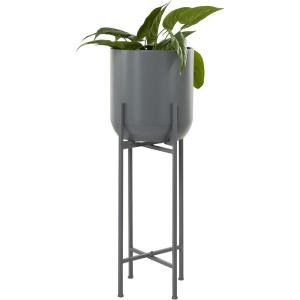 imageCosmoLiving by Cosmopolitan Metal Indoor Outdoor Planter Dome Large Planter Pot with Removable Stand Set of 2 Planters 19quot 22quotH GoldDark Grey