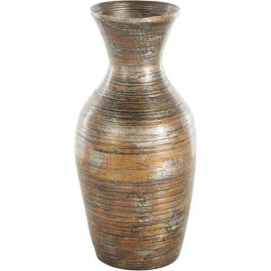 imageDeco 79 Bamboo Wood Decorative Vase Textured Centerpiece Vase with Lacquer Vase for Home Decoration 10quot x 10quot x 20quot BrownBrown