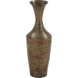 imageDeco 79 Bamboo Wood Decorative Vase Textured Centerpiece Vase with Lacquer Vase for Home Decoration 10quot x 10quot x 20quot BrownDark Brown