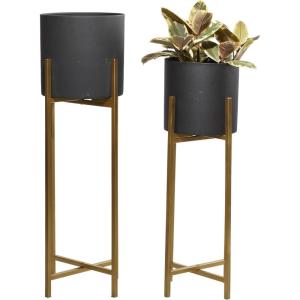 imageDeco 79 Glam Metal Set of 2 Planters 11quotW 32quotH GoldSet of 2 Planters 30  36H