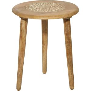 imageDeco 79 Mango Wood Floral Handmade Side End Accent Table Intricately Carved End Table with Turned Base Side Table 17quot x 17quot x 21quot Dark BrownBrown