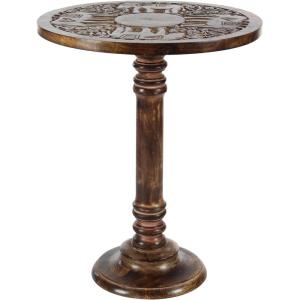 imageDeco 79 Mango Wood Floral Handmade Side End Accent Table Intricately Carved End Table with Turned Base Side Table 17quot x 17quot x 21quot Dark BrownDark Brown