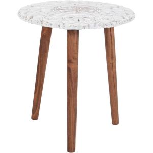 imageDeco 79 Mango Wood Floral Handmade Side End Accent Table Intricately Carved End Table with Turned Base Side Table 17quot x 17quot x 21quot Dark BrownGreyBrown