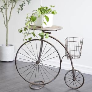 imageDeco 79 Metal Bike Indoor Outdoor Plantstand Weathered Vintage Plant Shelf Plant Stand 65quot x 14quot x 35quot BronzeBrown