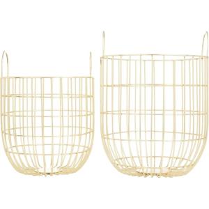 imageDeco 79 Metal Decorative and Functional Storage Basket Deep Basket Organizer with Round Handles Basket for Storage 20quot x 18quot x 19quot GoldGold