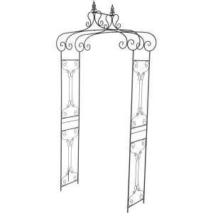 imageDeco 79 Metal Fleur De Lis Indoor Outdoor Scrollwork Arched Garden Arbor 44quot x 15quot x 95quot BlackBlack