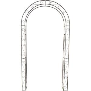 imageDeco 79 Metal Fleur De Lis Indoor Outdoor Scrollwork Arched Garden Arbor 44quot x 15quot x 95quot BlackBronze