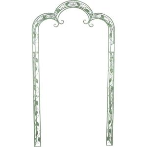 imageDeco 79 Metal Fleur De Lis Indoor Outdoor Scrollwork Arched Garden Arbor 44quot x 15quot x 95quot BlackGreen