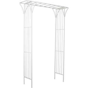 imageDeco 79 Metal Fleur De Lis Indoor Outdoor Scrollwork Arched Garden Arbor 44quot x 15quot x 95quot BlackWhite