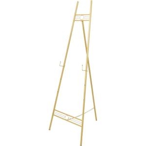 imageDeco 79 Metal Geometric Display Easel Tall Adjustable 3 Tier Floor Standing Easel with Chain Support Display Stand 20quot x 18quot x 56quot GoldGold