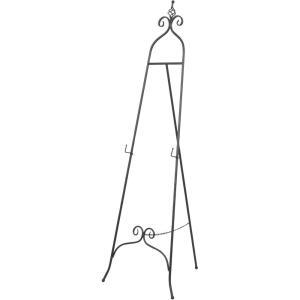 imageDeco 79 Metal Scroll Display Easel Adjustable 3 Tier Floor Standing Easel with Chain Support and Swirl Finial Display Stand 21quot x 23quot x 63quot BlackBlack