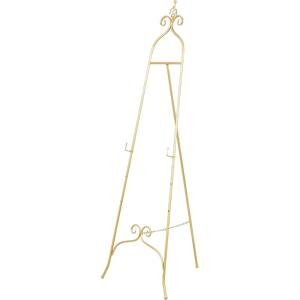 imageDeco 79 Metal Scroll Display Easel Adjustable 3 Tier Floor Standing Easel with Chain Support and Swirl Finial Display Stand 21quot x 23quot x 63quot BlackGold