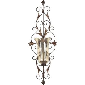 imageDeco 79 Metal Scroll Wall Sconce Weathered  10quot x 7quot x 31quot Bronze13 x 9 x 37
