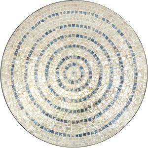 imageDeco 79 Mother of Pearl Shell Plate Handmade Home Wall Decor Mosaic Wall Sculpture with Blue Accents Wall Art 27quot x 4quot x 27quot BeigeBeige