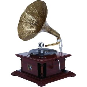 imageDeco 79 Wood Functional Gramophone with Record 18quot x 16quot x 28quot BrownBrown