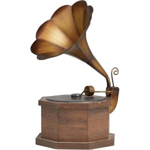 imageDeco 79 Wood Functional Gramophone with Record 18quot x 16quot x 28quot BrownCopper