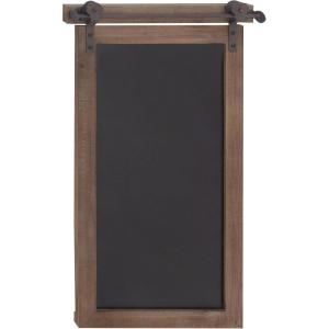 imageDeco 79 Wood Sign Home Wall Decor Chalkboard Wall Sculpture with Barn Door Inspired Top Wall Art 16quot x 2quot x 28quot BrownBrown