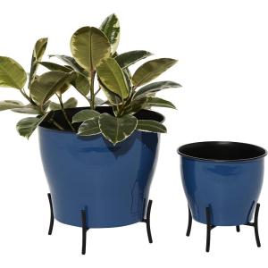 imageThe Novogratz Metal Planter Set of 2 9quot 12quotH BlueBlue