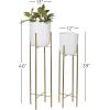 imageCosmoLiving by Cosmopolitan Metal Indoor Outdoor Planter Dome Large Planter Pot with Removable Stand Set of 2 Planters 39quot 46quotH WhiteWhite