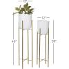 imageCosmoLiving by Cosmopolitan Metal Indoor Outdoor Planter Dome Large Planter Pot with Removable Stand Set of 2 Planters 39quot 46quotH WhiteWhite
