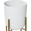 imageCosmoLiving by Cosmopolitan Metal Indoor Outdoor Planter Dome Large Planter Pot with Removable Stand Set of 2 Planters 39quot 46quotH WhiteWhite