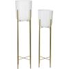 imageCosmoLiving by Cosmopolitan Metal Indoor Outdoor Planter Dome Large Planter Pot with Removable Stand Set of 2 Planters 39quot 46quotH WhiteWhite