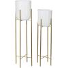 imageCosmoLiving by Cosmopolitan Metal Indoor Outdoor Planter Dome Large Planter Pot with Removable Stand Set of 2 Planters 39quot 46quotH WhiteWhite