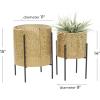 imageCosmoLiving by Cosmopolitan Metal Indoor Outdoor Planter Floral Cutout Small Planter Pot with Removable Stand Set of 2 Planters 15quot 14quotH GoldGold