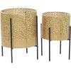 imageCosmoLiving by Cosmopolitan Metal Indoor Outdoor Planter Floral Cutout Small Planter Pot with Removable Stand Set of 2 Planters 15quot 14quotH GoldGold