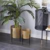 imageCosmoLiving by Cosmopolitan Metal Indoor Outdoor Planter Floral Cutout Small Planter Pot with Removable Stand Set of 2 Planters 15quot 14quotH GoldGold
