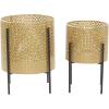 imageCosmoLiving by Cosmopolitan Metal Indoor Outdoor Planter Floral Cutout Small Planter Pot with Removable Stand Set of 2 Planters 15quot 14quotH GoldGold