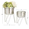 imageCosmoLiving by Cosmopolitan Metal Round Planter with Removable Stand Set of 2 7quot 7quotW SilverSilver