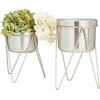 imageCosmoLiving by Cosmopolitan Metal Round Planter with Removable Stand Set of 2 7quot 7quotW SilverSilver