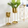 imageCosmoLiving by Cosmopolitan Modern Metal Set of 2 Planters 32quot 24quotH Gold