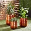 imageDeco 79 Aluminum Metal Indoor Outdoor Planter Large Hammered Small Planter Pot Set of 3 Planters 21quot 16quot 13quotH CopperCopper