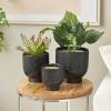imageDeco 79 Ceramic Indoor Outdoor Planter Small Planter Pot with Linear Grooves and Tapered Bases Set of 3 Planters 9quot 8quot 6quotH WhiteBlack