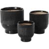 imageDeco 79 Ceramic Indoor Outdoor Planter Small Planter Pot with Linear Grooves and Tapered Bases Set of 3 Planters 9quot 8quot 6quotH WhiteBlack