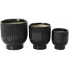 imageDeco 79 Ceramic Indoor Outdoor Planter Small Planter Pot with Linear Grooves and Tapered Bases Set of 3 Planters 9quot 8quot 6quotH WhiteBlack