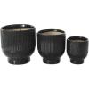 imageDeco 79 Ceramic Indoor Outdoor Planter Small Planter Pot with Linear Grooves and Tapered Bases Set of 3 Planters 9quot 8quot 6quotH WhiteBlack