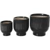 imageDeco 79 Ceramic Indoor Outdoor Planter Small Planter Pot with Linear Grooves and Tapered Bases Set of 3 Planters 9quot 8quot 6quotH WhiteBlack