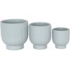 imageDeco 79 Ceramic Indoor Outdoor Planter Small Planter Pot with Linear Grooves and Tapered Bases Set of 3 Planters 9quot 8quot 6quotH WhiteLight Blue