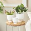 imageDeco 79 Ceramic Indoor Outdoor Planter Small Planter Pot with Linear Grooves and Tapered Bases Set of 3 Planters 9quot 8quot 6quotH WhiteWhite
