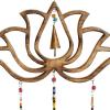imageDeco 79 Eclectic Mango Wood Lotus Windchime with Bells 15quotL x 30quotH GoldLARGE SIZE